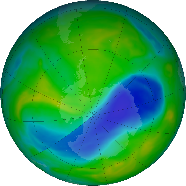 Antarctic ozone map for 04 December 2024